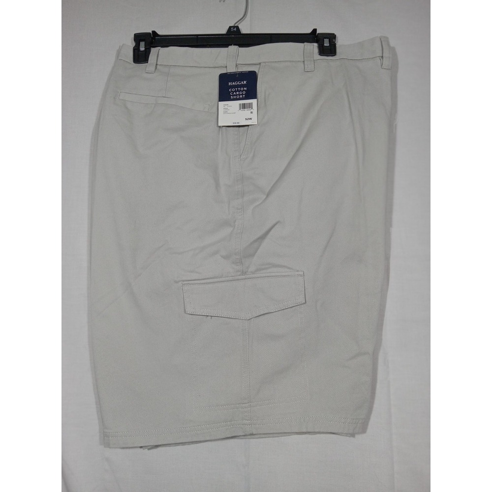Haggar NWT Men's Expandable Waistband Comfort Cargo Shorts in Stone Size 52W